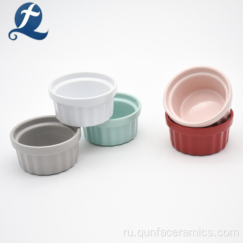 Оптовая смешанный цвет керамический торт Ramekin